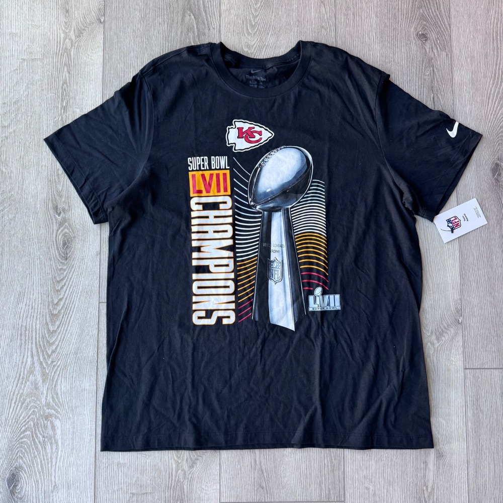 Nike Kansas City Chiefs Super Bowl LVII Champions T Shirt Mens XL NWT Black